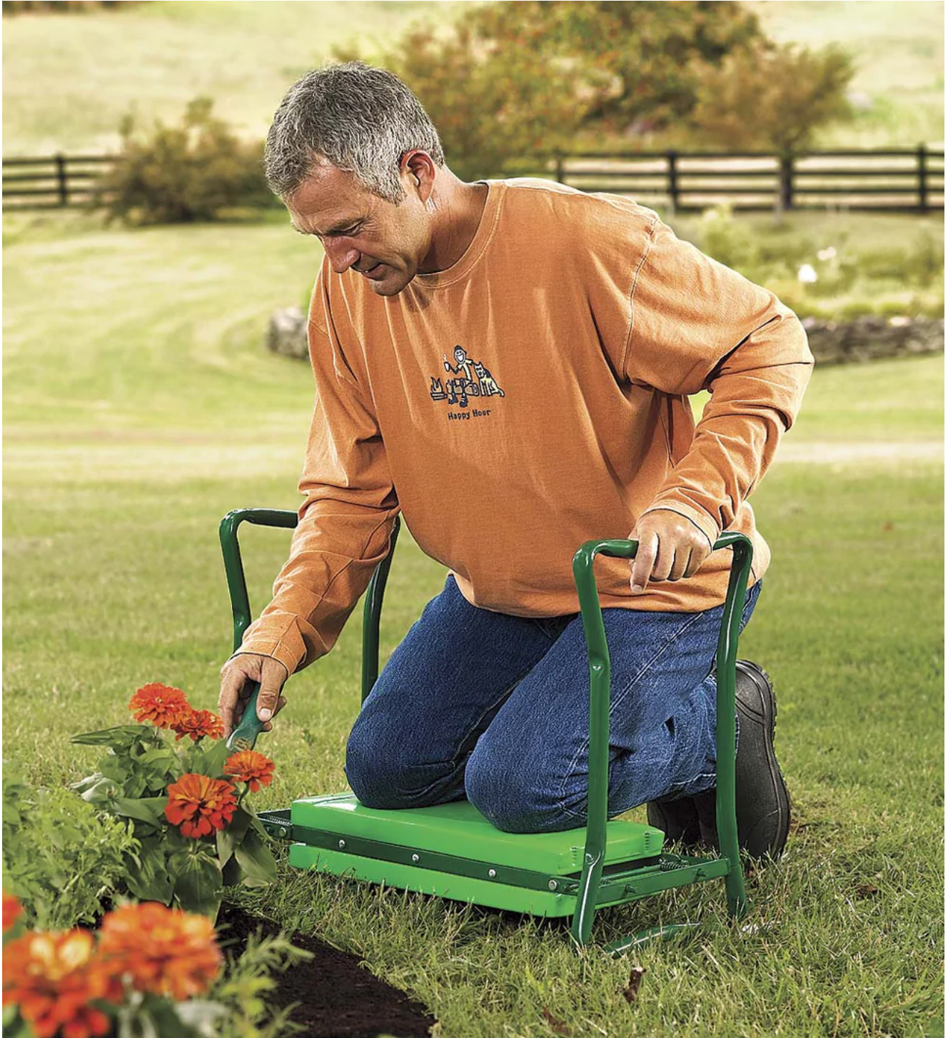 Garden kneeler and seat with tool pouch