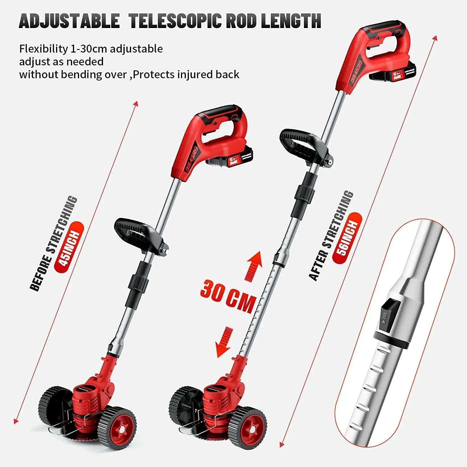 Grass Trimmer with Cordless Electric and Wheels