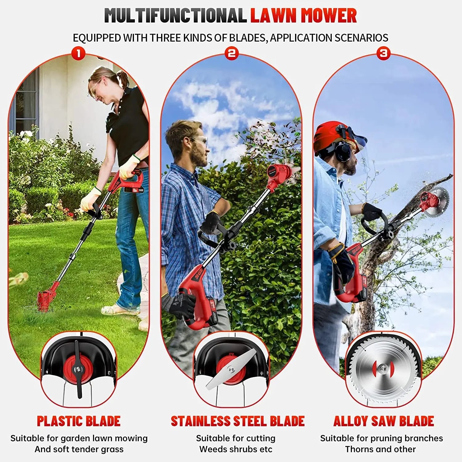 Grass Trimmer with Cordless Electric and Wheels
