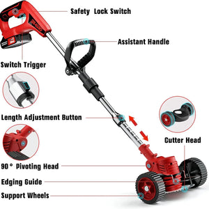 Grass Trimmer with Cordless Electric and Wheels